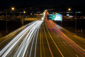 light trails on the highway
